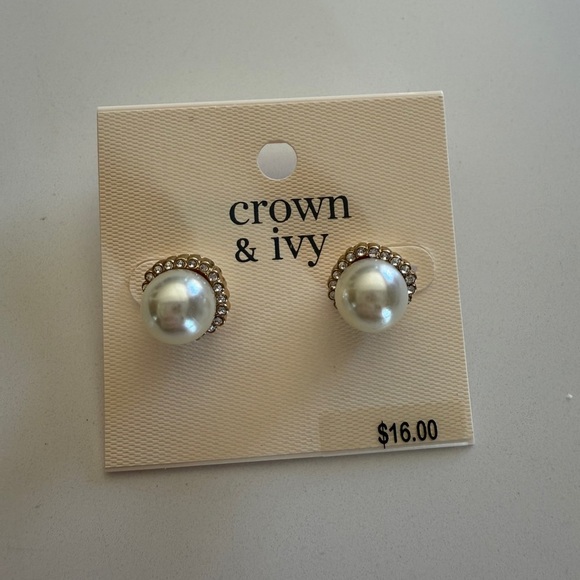 Crown & Ivy- Faux Pearl Earrings & Necklace Set-Classic-Statement- Long-Layering - Picture 8 of 9